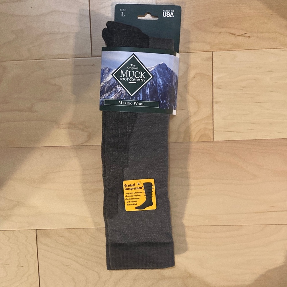 The Muck Boot Company Men’s Size Large Merino Wool Compression Socks Gray